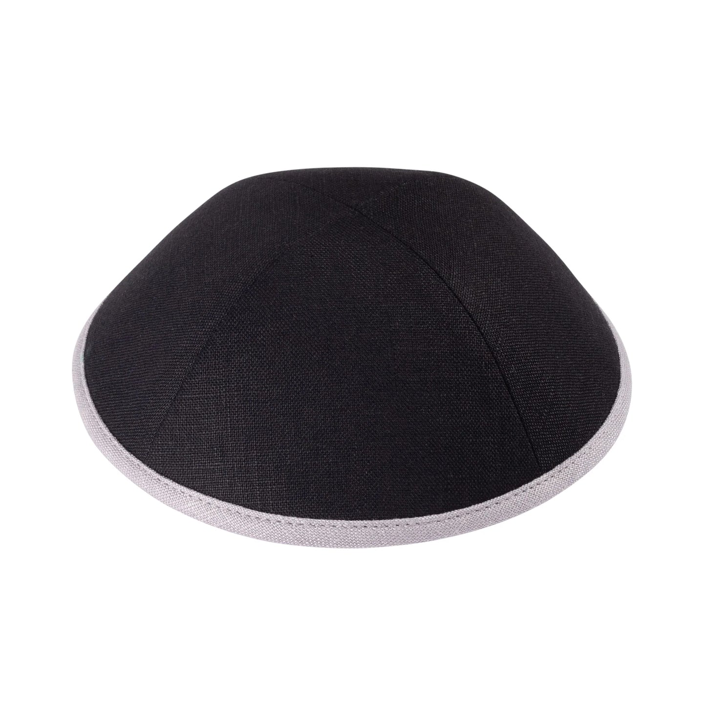 IKIPPAH LIN NOIR À BORD GRIS CLAIR YARMULKE