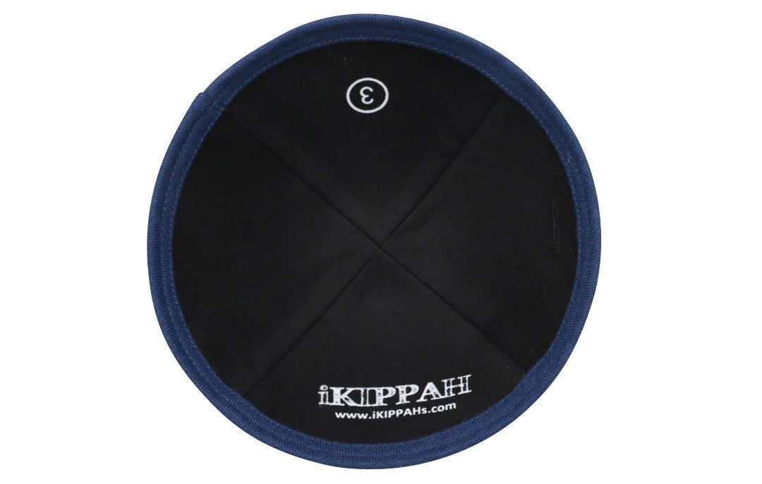 IKIPPAH LIN NOIR AVEC JANTE MARINE YARMULKE