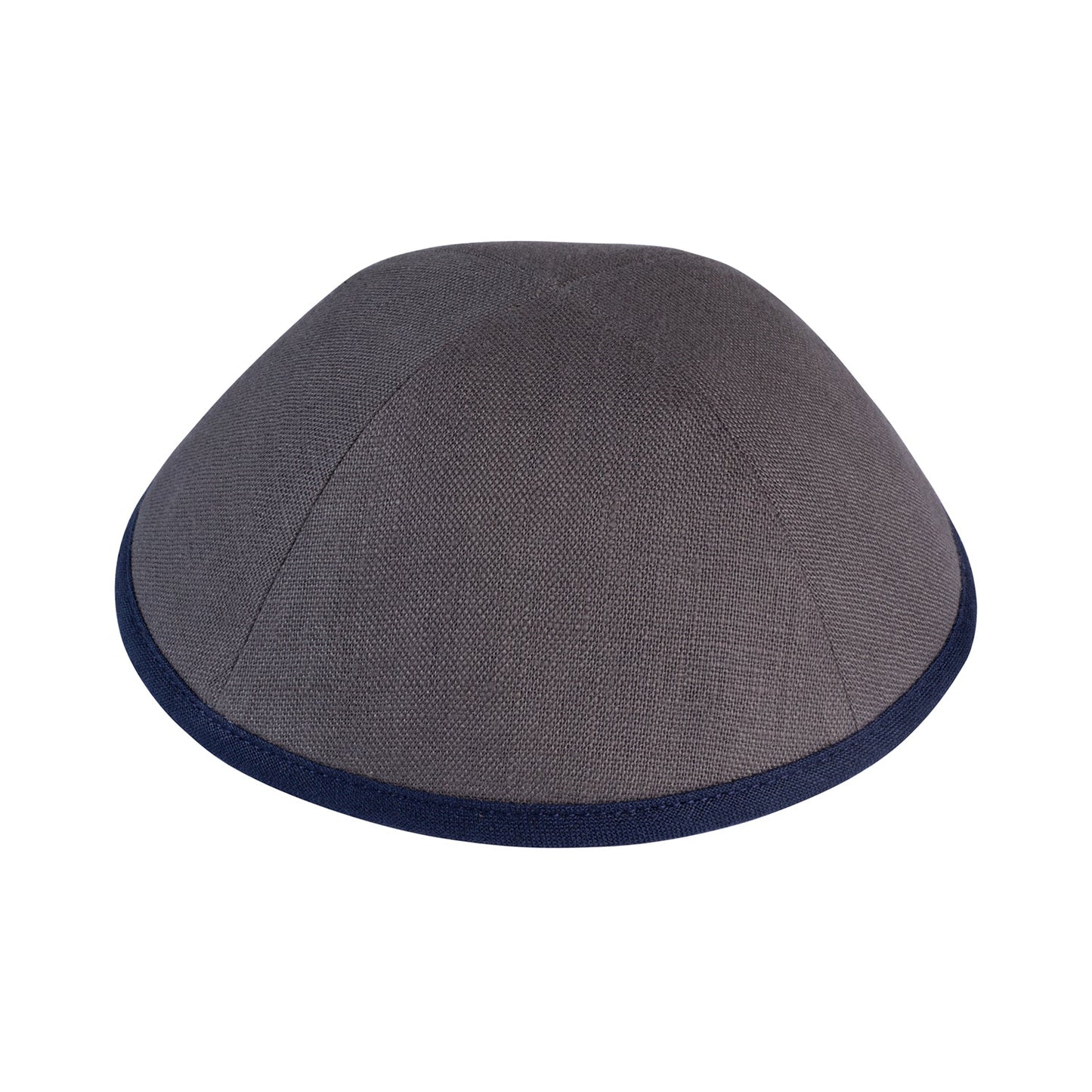 IKIPPAH GRAY LINEN WITH NAVY RIM YARMULKE