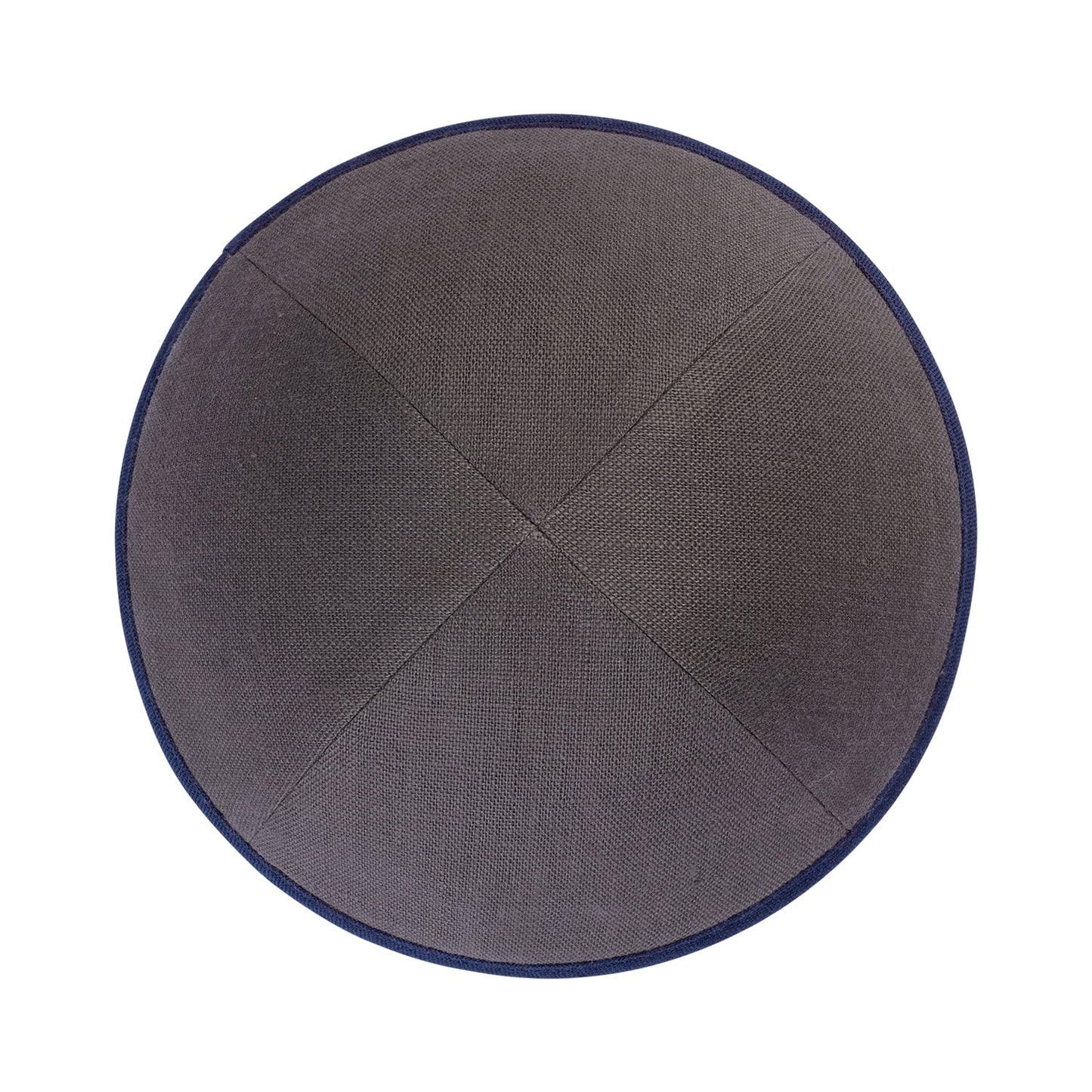 IKIPPAH GRAY LINEN WITH NAVY RIM YARMULKE