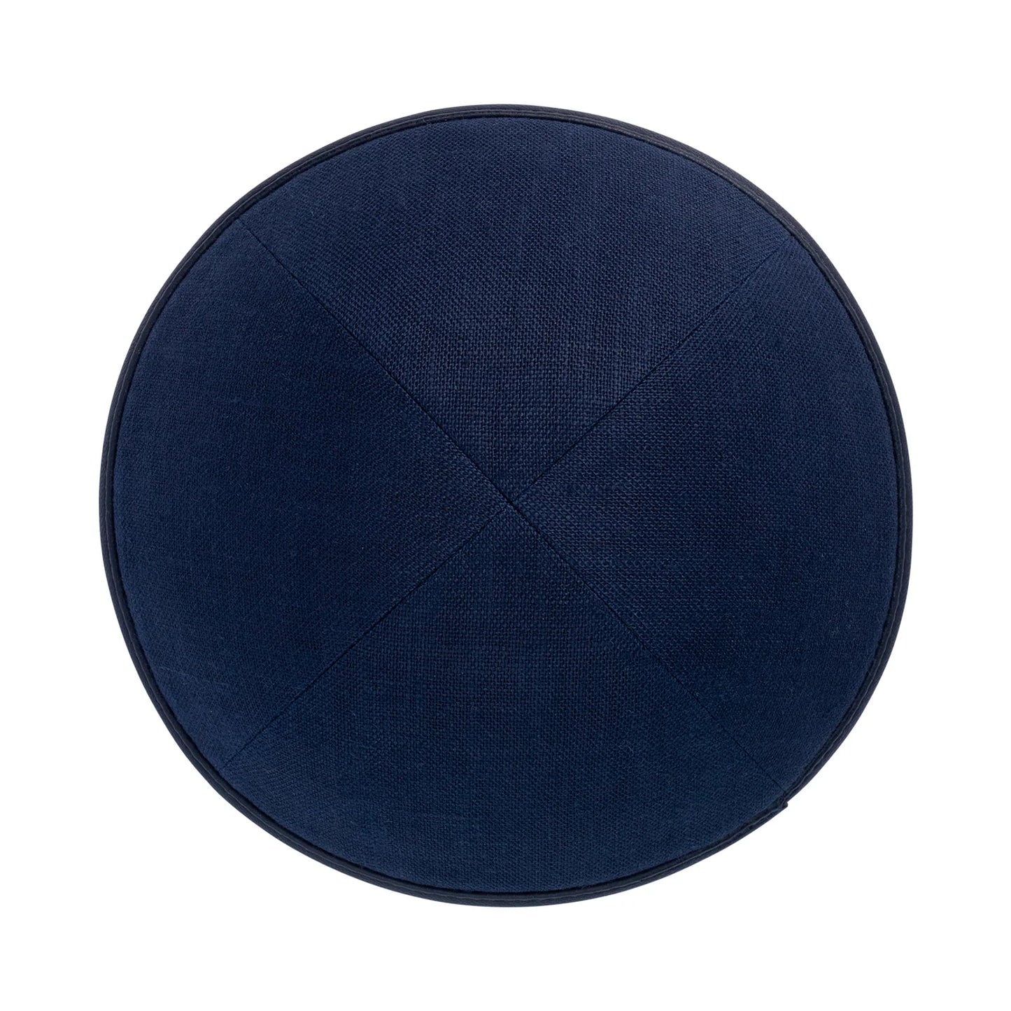 IKIPPAH NAVY LINEN WITH LEATHER RIM YARMULKE