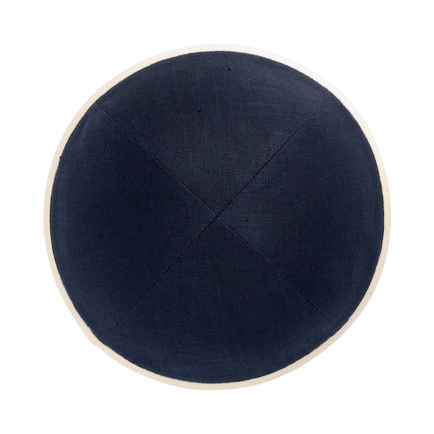 IKIPPAH NAVY LINEN WITH TAN RIM YARMULKE