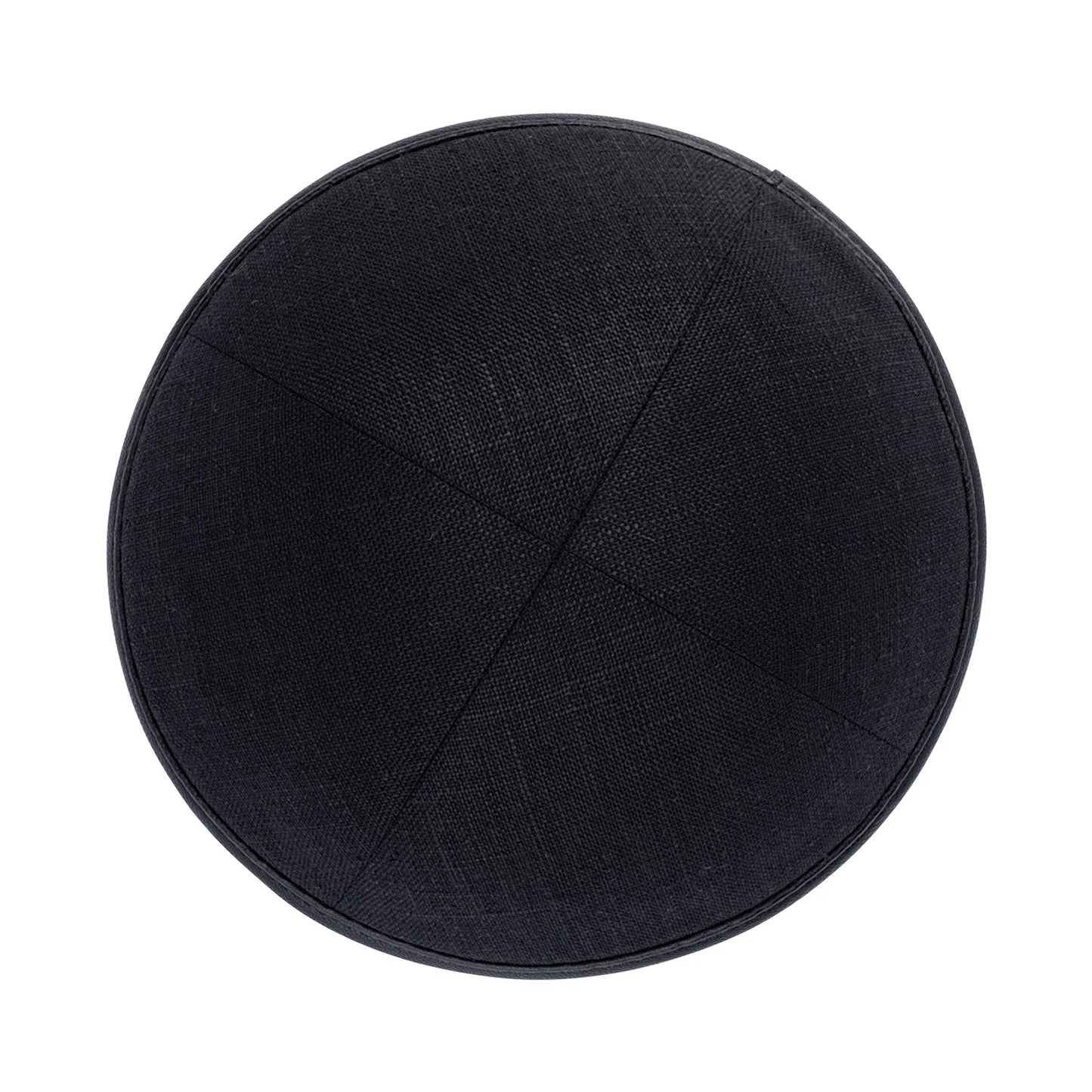 IKIPPAH BLACK LINEN WITH LEATHER RIM YARMULKE