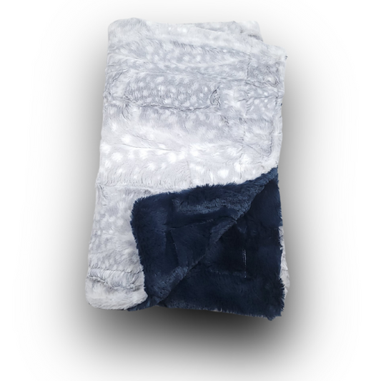 Lullabee Silver Fawn Navy Minky Blanket