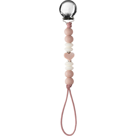 Adora Mauve Heart Pacifier Clip